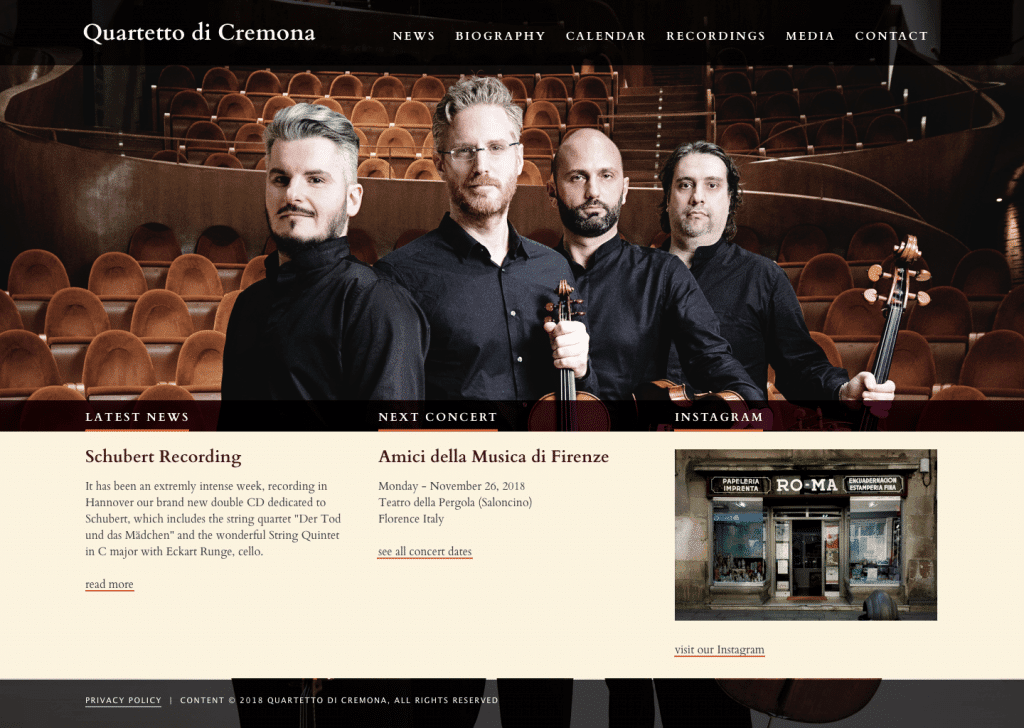 Quartetto di Cremona Website Homepage